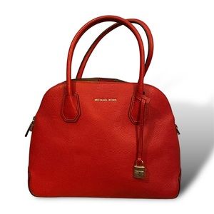 RED LEATHER MICHAEL KORS PURSE